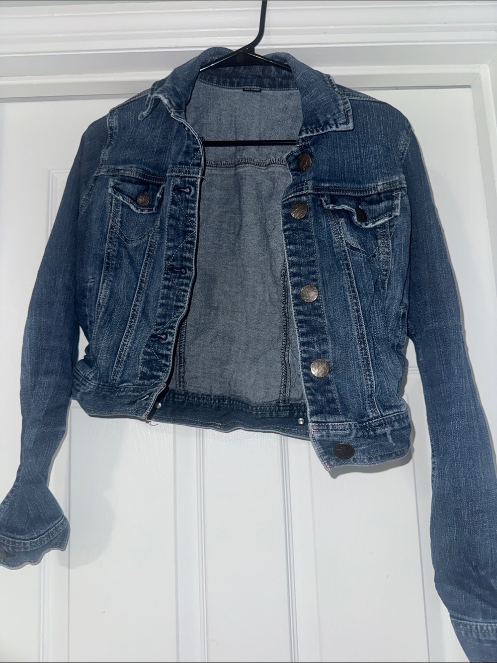 Celebrity Pink Dark Blue Cropped Denim Jacket